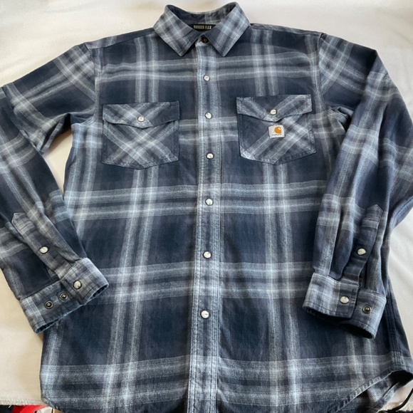 CARHARTT MENS RUGGED FLEX PLAID LONG-SLEEVED SNAP FRONT FLANNEL SHIRT EUC SMALL - Picture 13 of 13